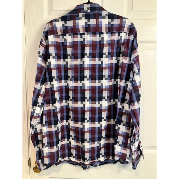 Perry Ellis Men's Square Pixelated Plaid Long Sleeve Button-Down Shirt Size 2XLT - Picture 11 of 11